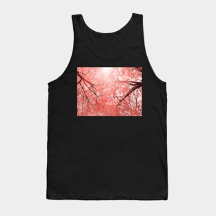 Cherry tree blossoms in Living Coral Pantone color 2019 Tank Top